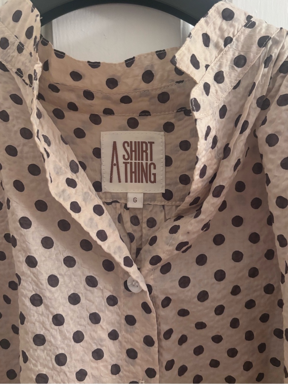 A Shirt Thing Polka Dot Cotton Button Front Blouse Made USA Oversized Large - Picture 3 of 8